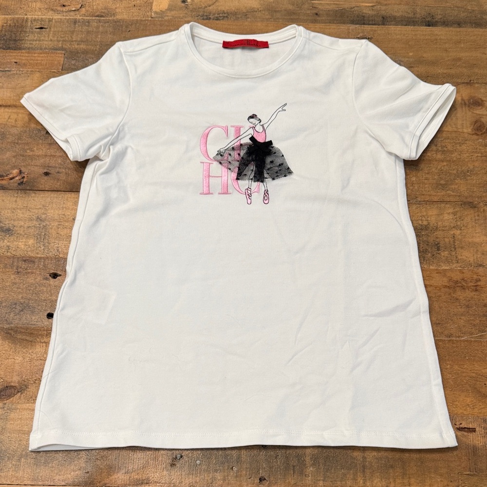 Carolina Herrera White Tee with Ballerina Design